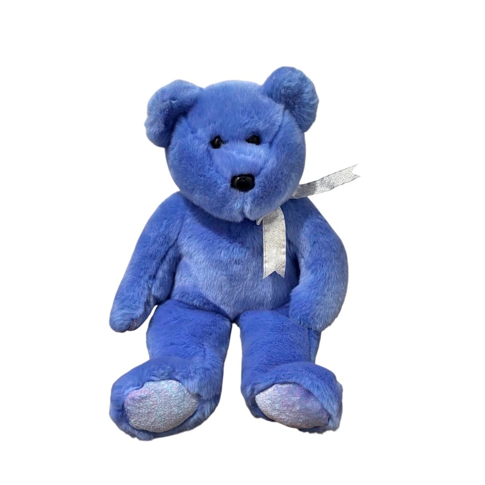 Ty Blue and Silver Stuffed Beanie Bear
